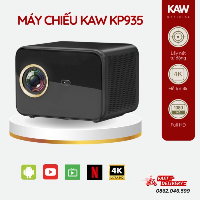 Máy chiếu mini KAW KP935 - Kết nối WiFi Bluetooth, trình chiếu dễ dàng từ điện thoại và máy tính