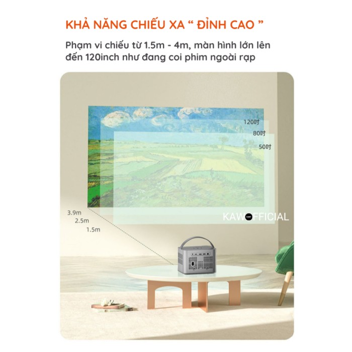 Máy chiếu mini KAW K660 Plus Android - Video 4K, tự động lấy nét, nhỏ gọn tiện lợi