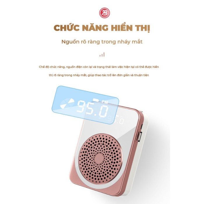 Máy trợ giảng, Loa trợ giảng cao cấp không dây FM, Tặng kèm 2 Mic, Pin trâu, Nhỏ gọn,  Âm thanh lớn