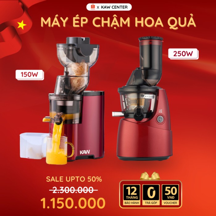 Máy Ép Chậm KAW Công Suất Cao 150W/250W – Cổng Nạp Lớn, Dễ Vệ Sinh, Ép Kiệt Bã, Dùng Cho Gia Đình