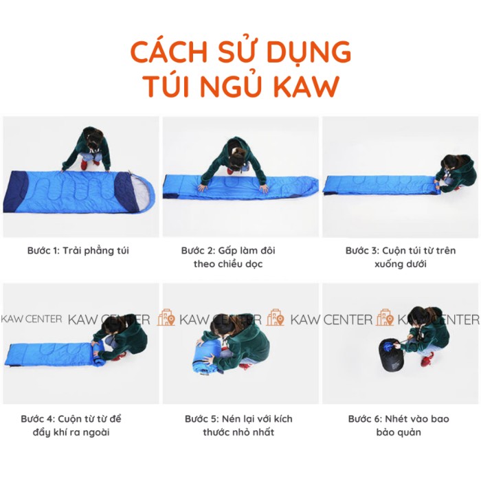 Túi Ngủ KAW – Chất Liệu Cao Cấp, Siêu Gọn, Chống Thấm, Siêu Nhẹ, Mềm Mại, Giữ Nhiệt Tốt, Thoáng Khí