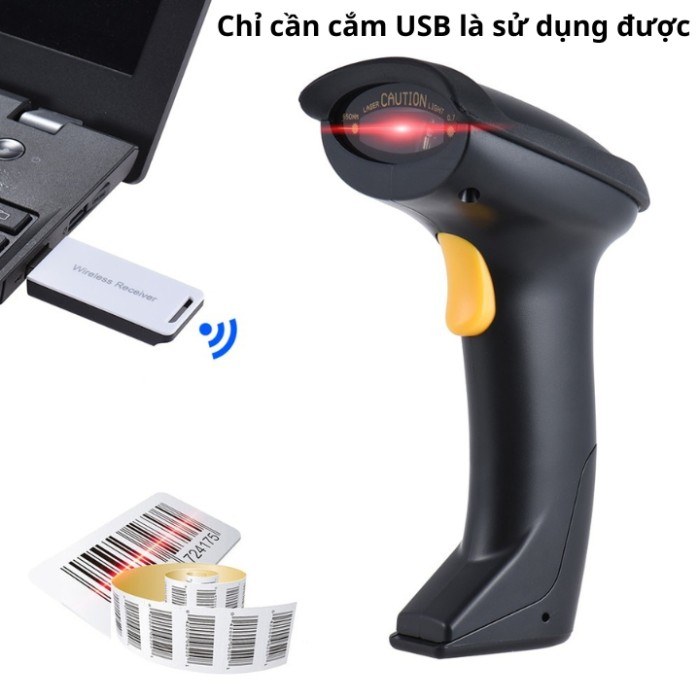 Máy quét mã vạch không dây đa tia chính hãng KAW, Siêu nhạy, đa tia, QRcode, Bluetooth điện thoại