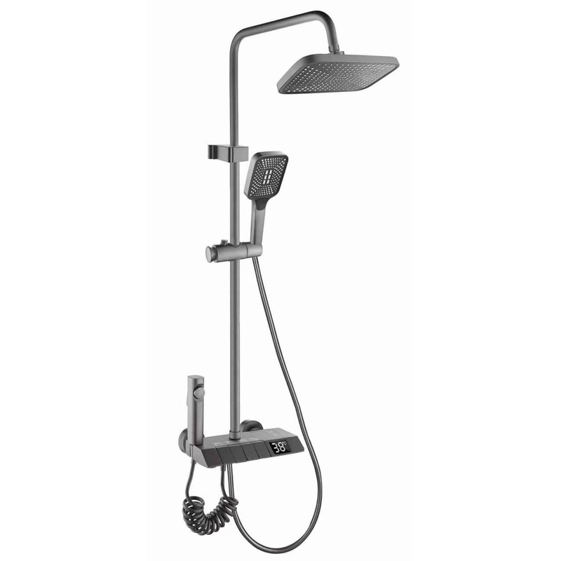 Bộ vòi hoa sen 4 nút bấm Hiển thị nhiệt độ qua màn hình LED màu đen